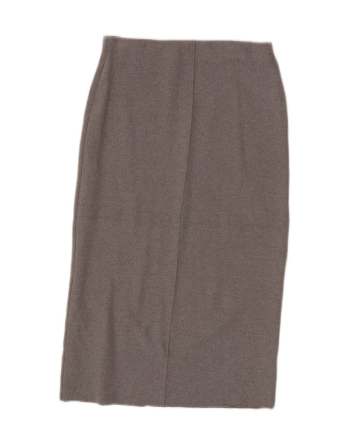 Zara Mujer Falda Midi De Cintura Alta Mediana W28 Poliéster Gris