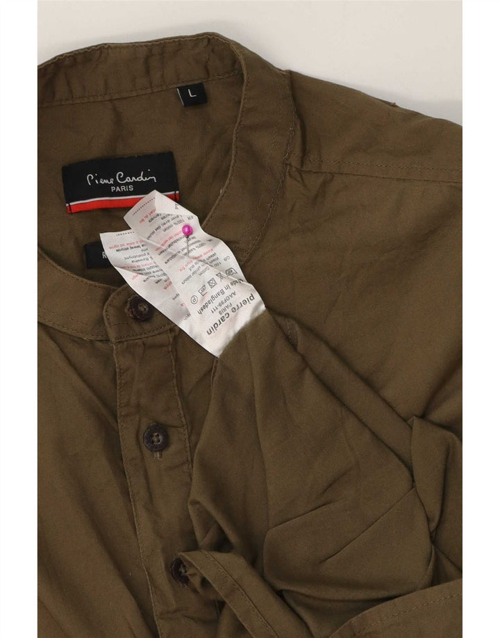 Pierre Cardin Camisa tipo jersey de corte regular para hombre, talla grande, algodón caqui