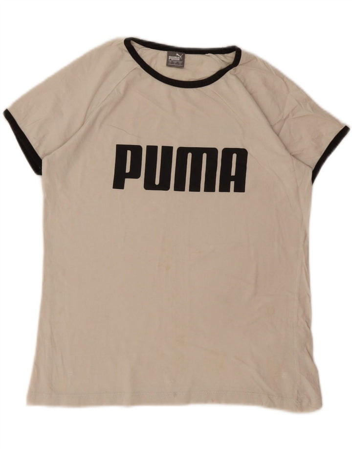 PUMA Womens Graphic T-Shirt Top UK 10 Small Off White Vintage Puma and Second-Hand Puma from Messina Hembry 