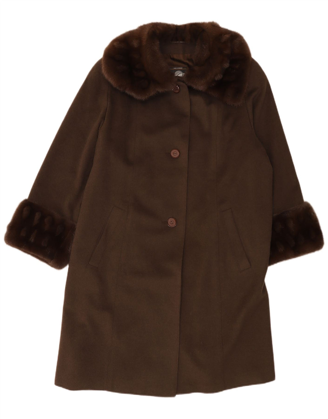 VINTAGE Abrigo de gran tamaño para mujer Reino Unido 14 Lana caqui grande