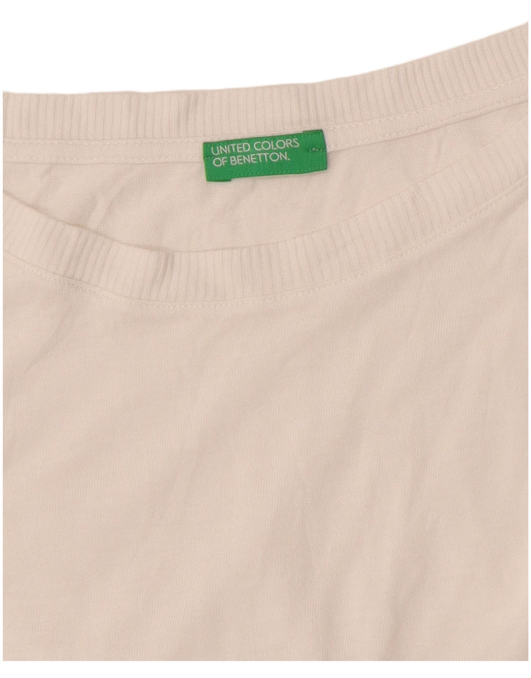 BENETTON Suéter tipo jersey con cuello barco para mujer UK 44 Medium White