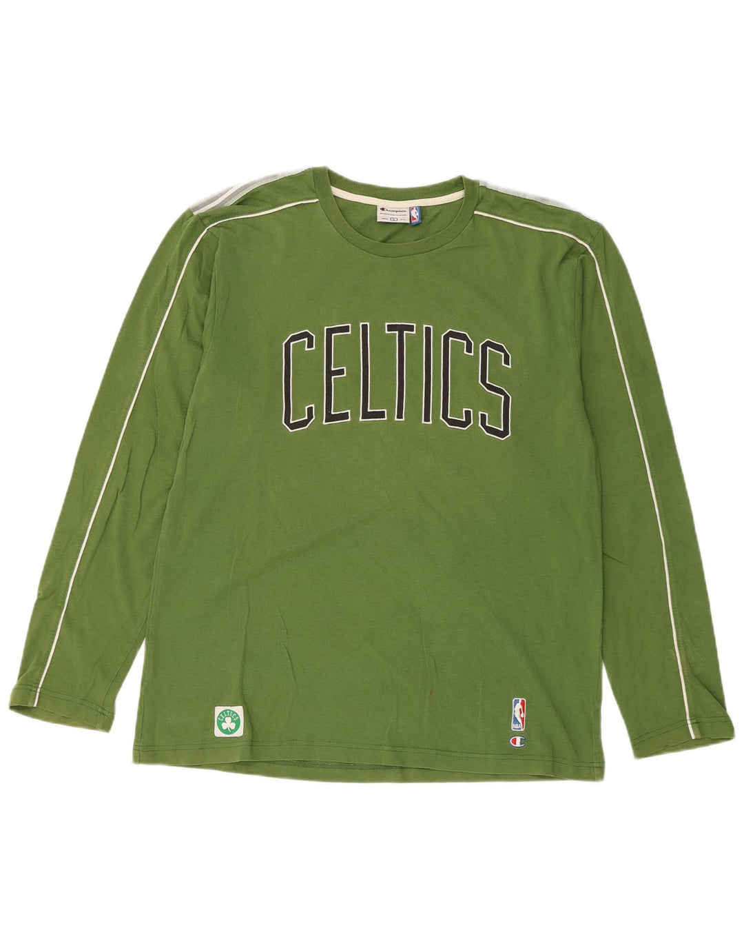 CHAMPION Mens Celtics Graphic Top manga larga algodón verde grande