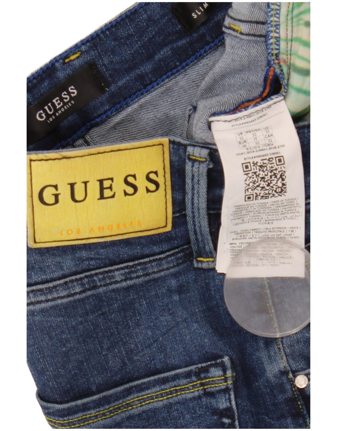 Guess Vaqueros ajustados desgastados para hombre W32 L33 Viscosa azul