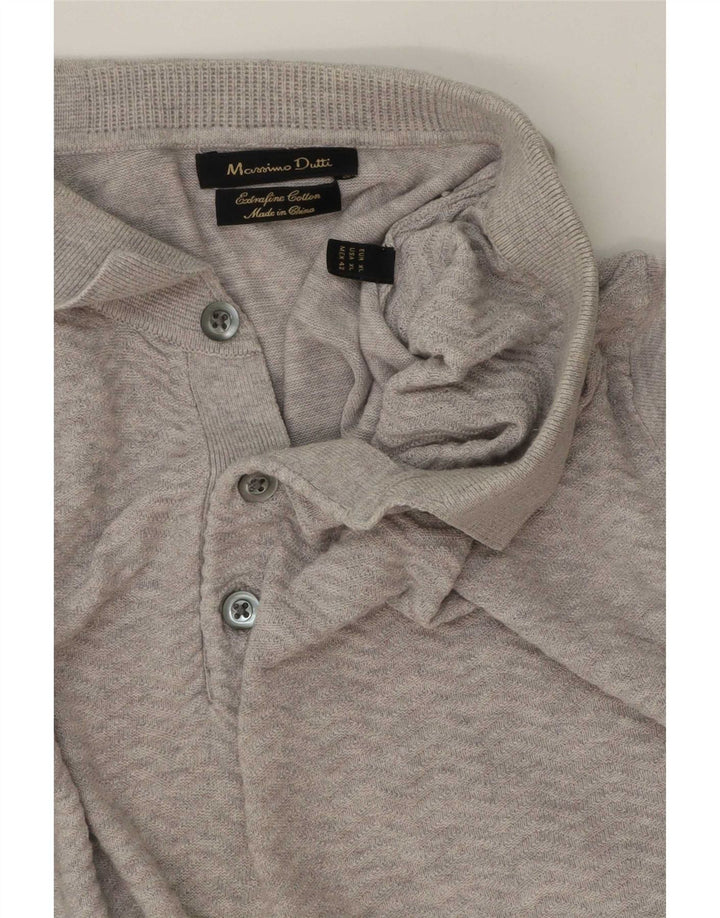 Massimo Dutti Jersey Hombre Cuello Polo XL Gris Algodón