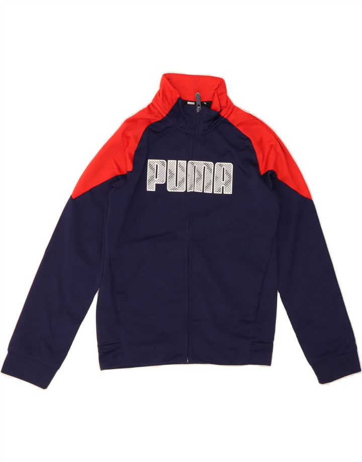 PUMA Boys Tracksuit Top Jacket 9-10 Years Medium Navy Blue Colourblock Vintage Puma and Second-Hand Puma from Messina Hembry 