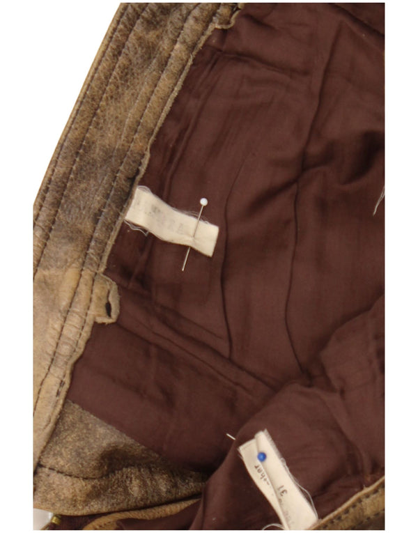 Pantera Pantalones de cuero para hombre Talla 31 W31 L33 Cuero marrón