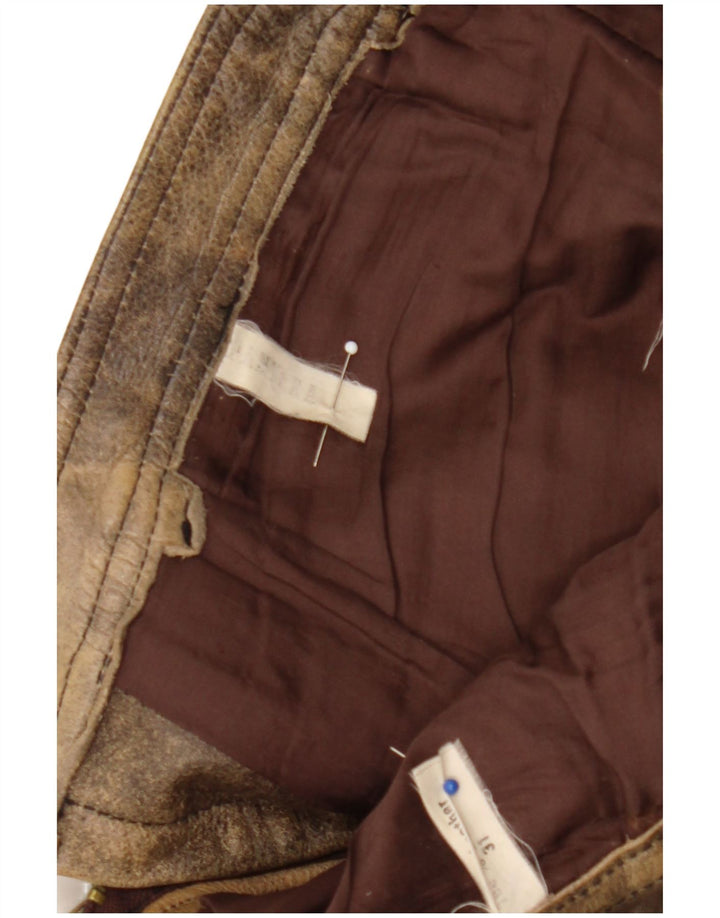 Pantera Pantalones de cuero para hombre Talla 31 W31 L33 Cuero marrón