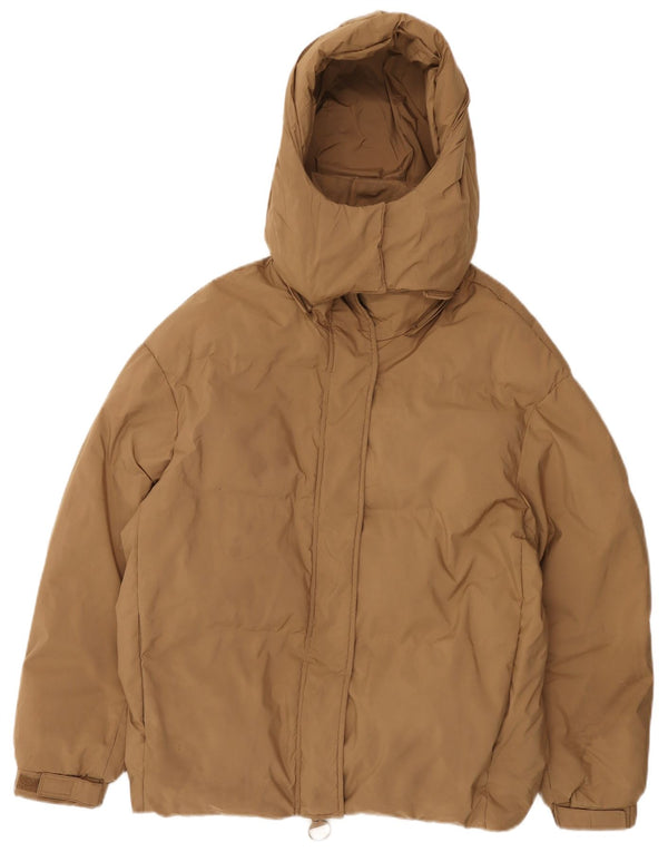 Zara Mujer Chaqueta Acolchada Extragrande UK 10 Small Beige Poliéster