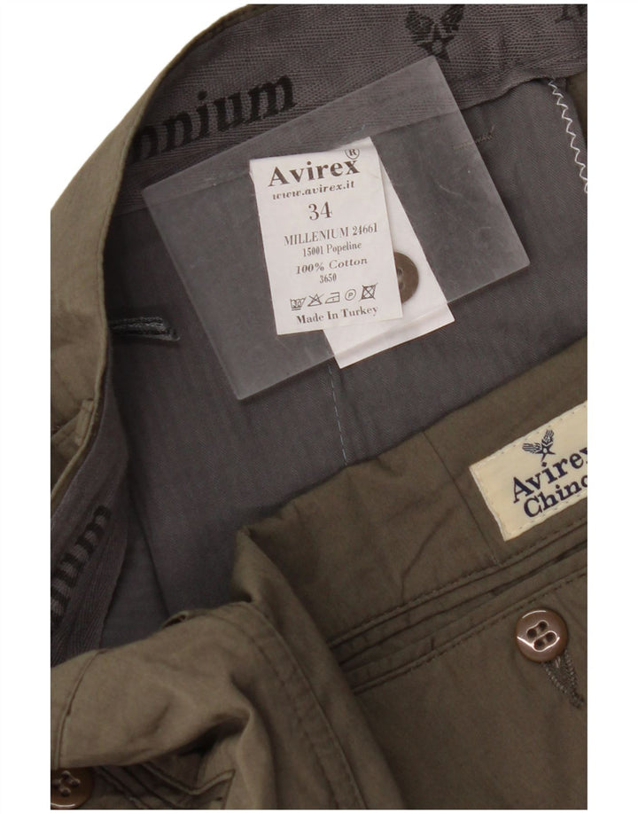 AVIREX Pantalón chino recto para hombre W34 L28 Algodón caqui