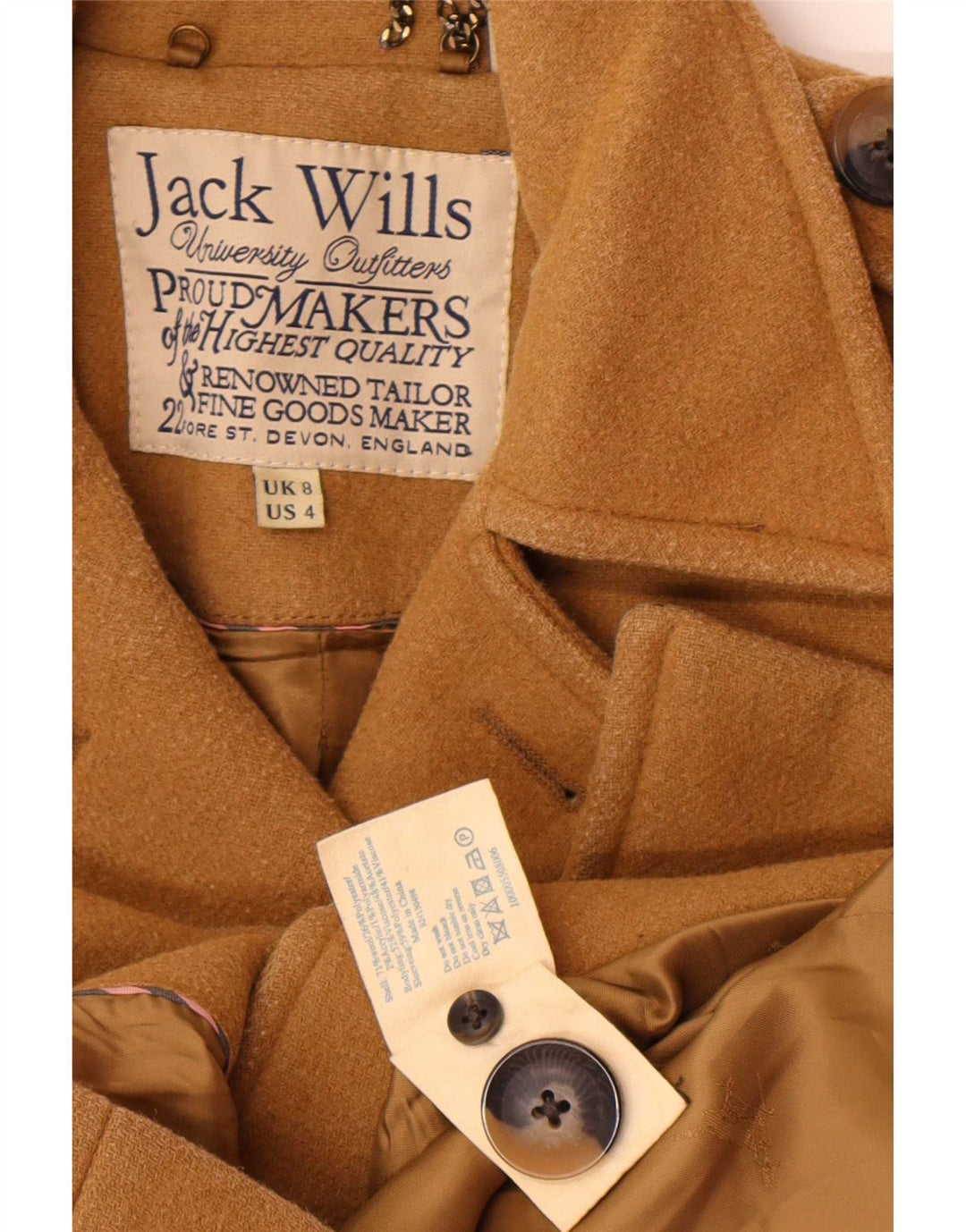 Chaquetón para mujer Jack Wills UK 8 Small Brown Wool