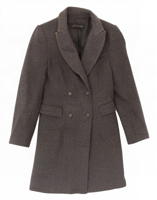 Zara Mujer Abrigo Cruzado UK 6 XS Lana Gris