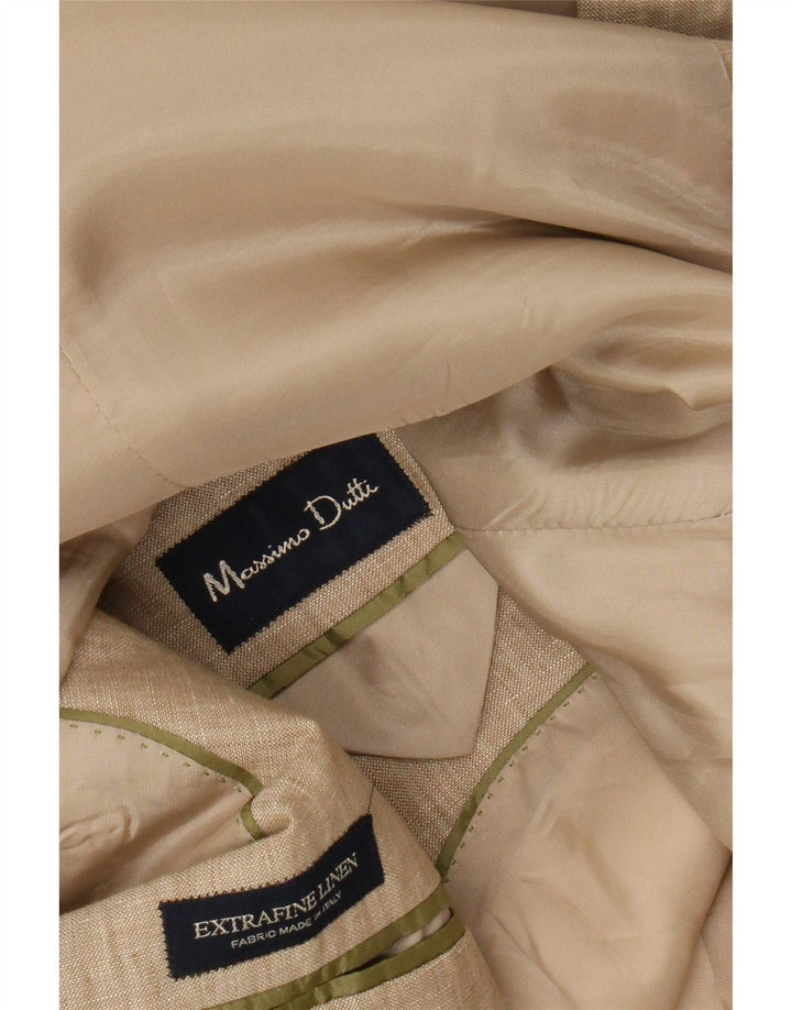 MASSIMO DUTTI Chaqueta tipo blazer de 3 botones para hombre UK 38 Medium Beige Linen