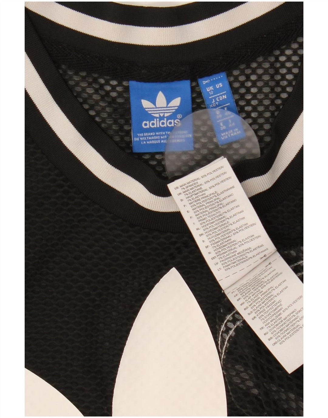 Adidas Mujer Gráfico Chaleco Top UK 12 Medio Negro Poliéster