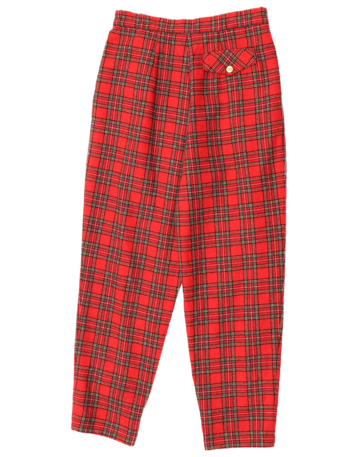 VINTAGE Pantalones chinos pegados para mujer W25 L26 Cuadros rojos
