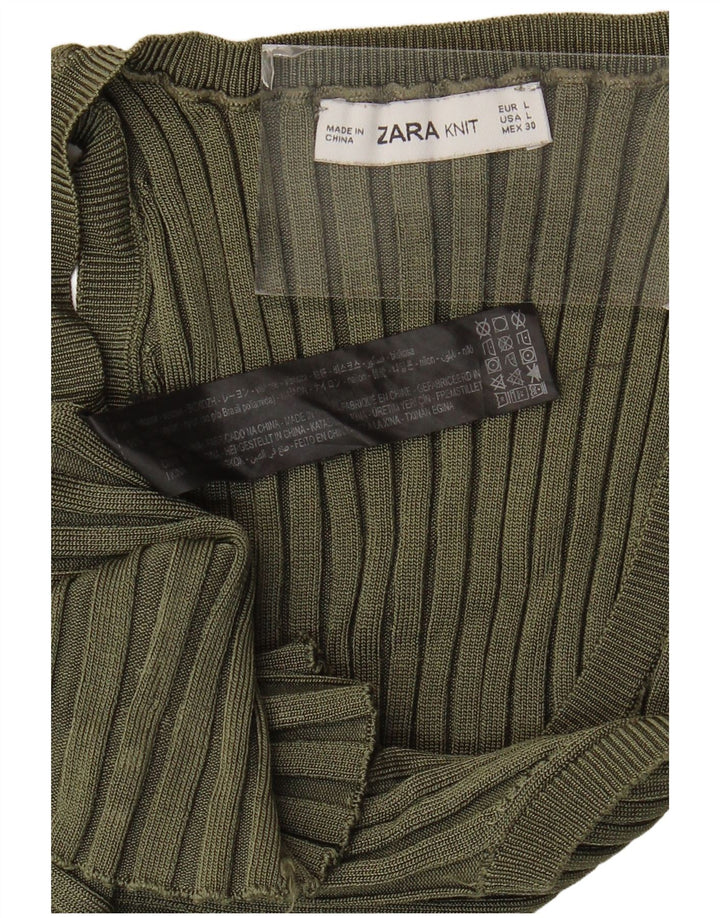 Zara Mujer Chaleco Top UK 40 Grande Caqui Viscosa