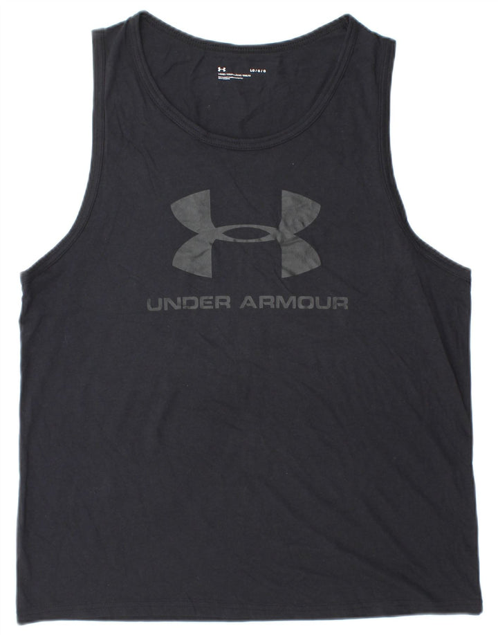 Under Armour Camiseta sin mangas con gráfico para hombre, talla grande, negra