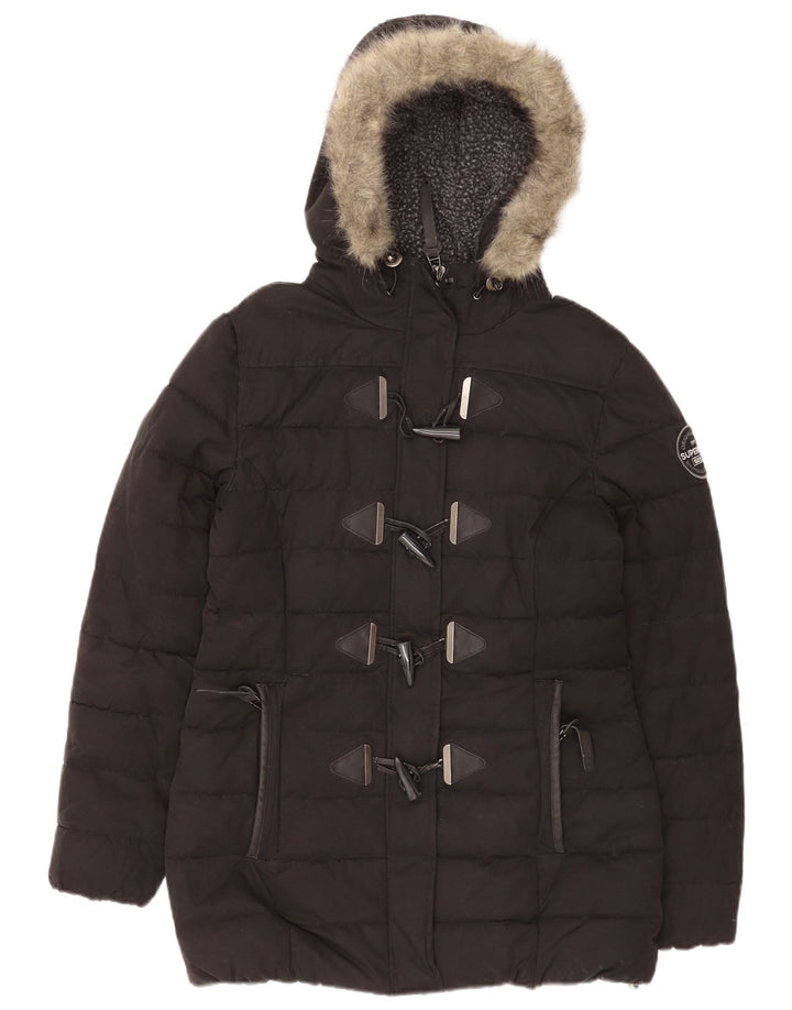 Superdry Chaqueta Acolchada Con Capucha Para Mujer UK 44 Grande Poliéster Negro