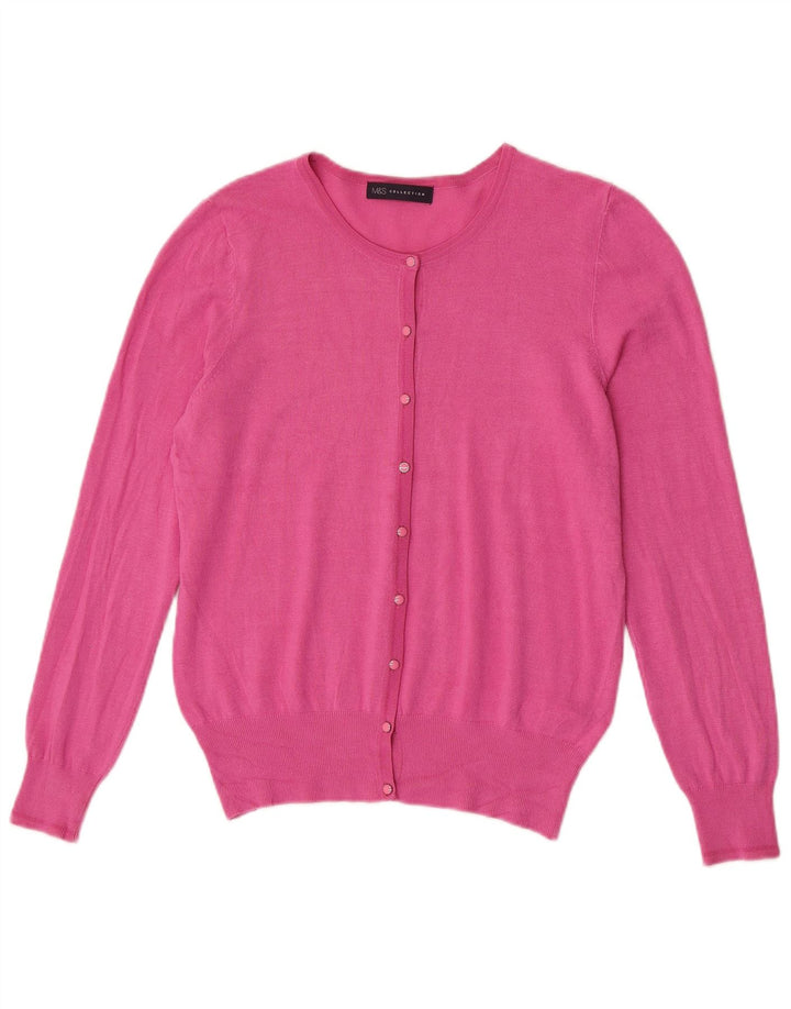 Marks & Spencer Suéter tipo cárdigan para mujer UK 44 Viscosa rosa mediana