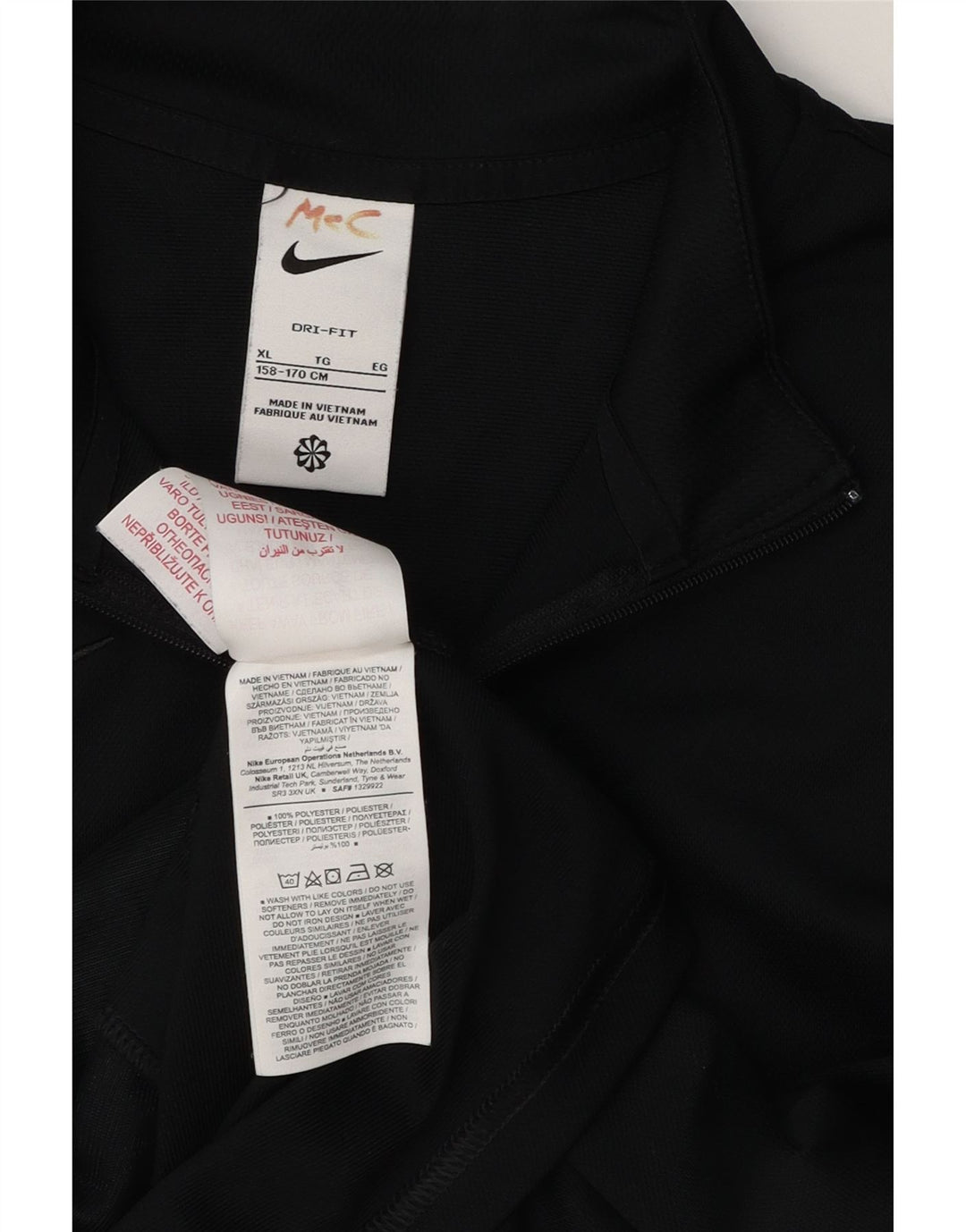 Nike Boys Dri Fit Chándal Top Chaqueta 13-14 años XL Negro Poliéster