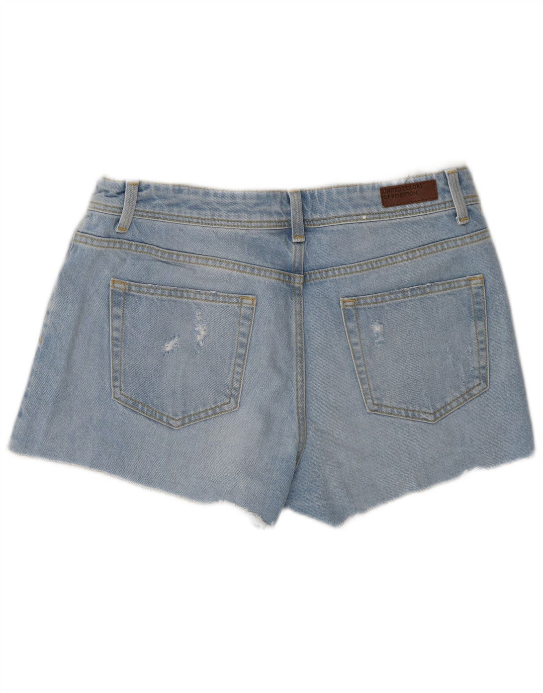 Benetton Shorts Vaqueros Desgastados W31 Algodón Azul Medio