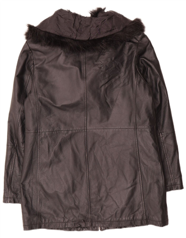 Wallis Abrigo de cuero extragrande para mujer UK 10 Small Black
