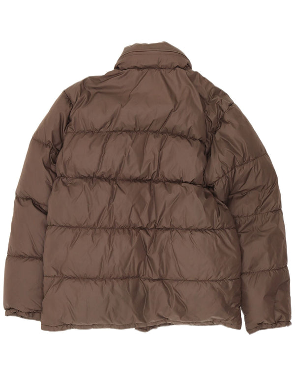 Alberto Aspesi Chaqueta acolchada con capucha para hombre UK 36 Small Brown Nylon
