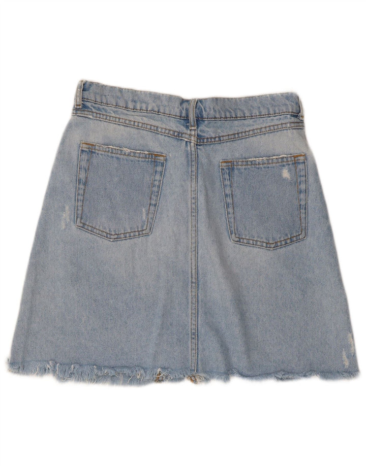 Zara Mujer Minifalda Vaquera Desgastada Mediana W28 Algodón Azul