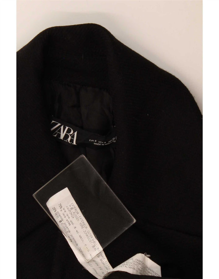 Zara Mujer Abrigo Cruzado UK 10 Small Lana Negra