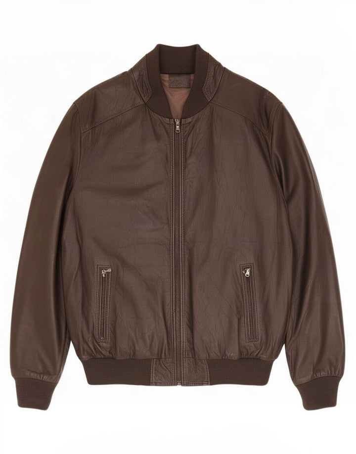 Chaqueta de cuero vintage para hombre IT 60 5XL Marrón