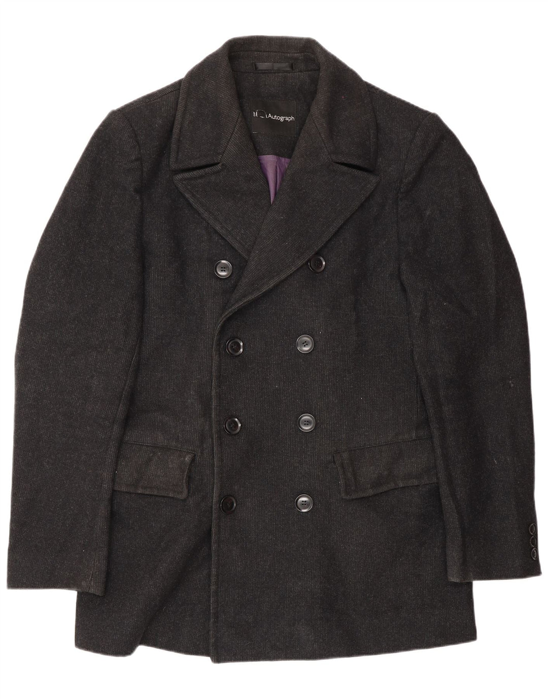 Marks & Spencer Chaquetón para hombre UK 38 Mediano Lana negra