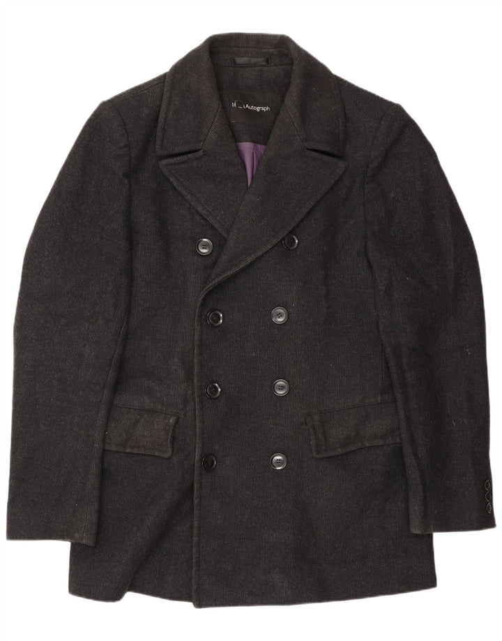 Marks & Spencer Chaquetón para hombre UK 38 Mediano Lana negra