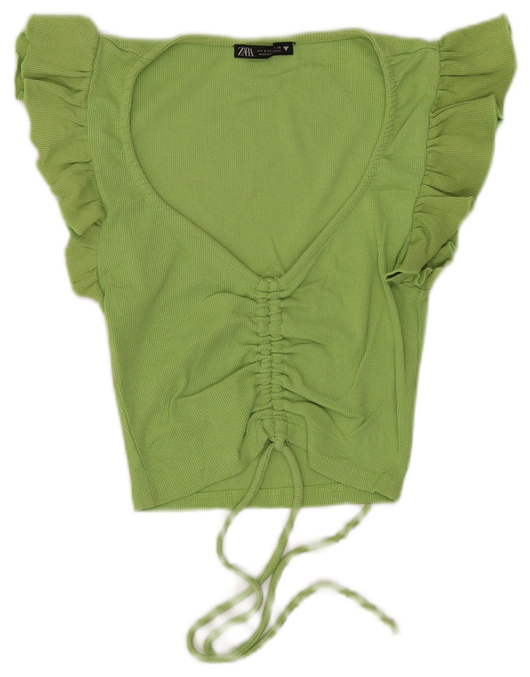 Zara Mujer Blusa Corta Top UK 8 Small Verde