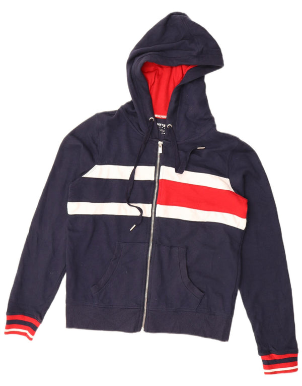 Tommy Hilfiger Suéter con capucha y cremallera para mujer UK 10 Small Azul marino Colorblock