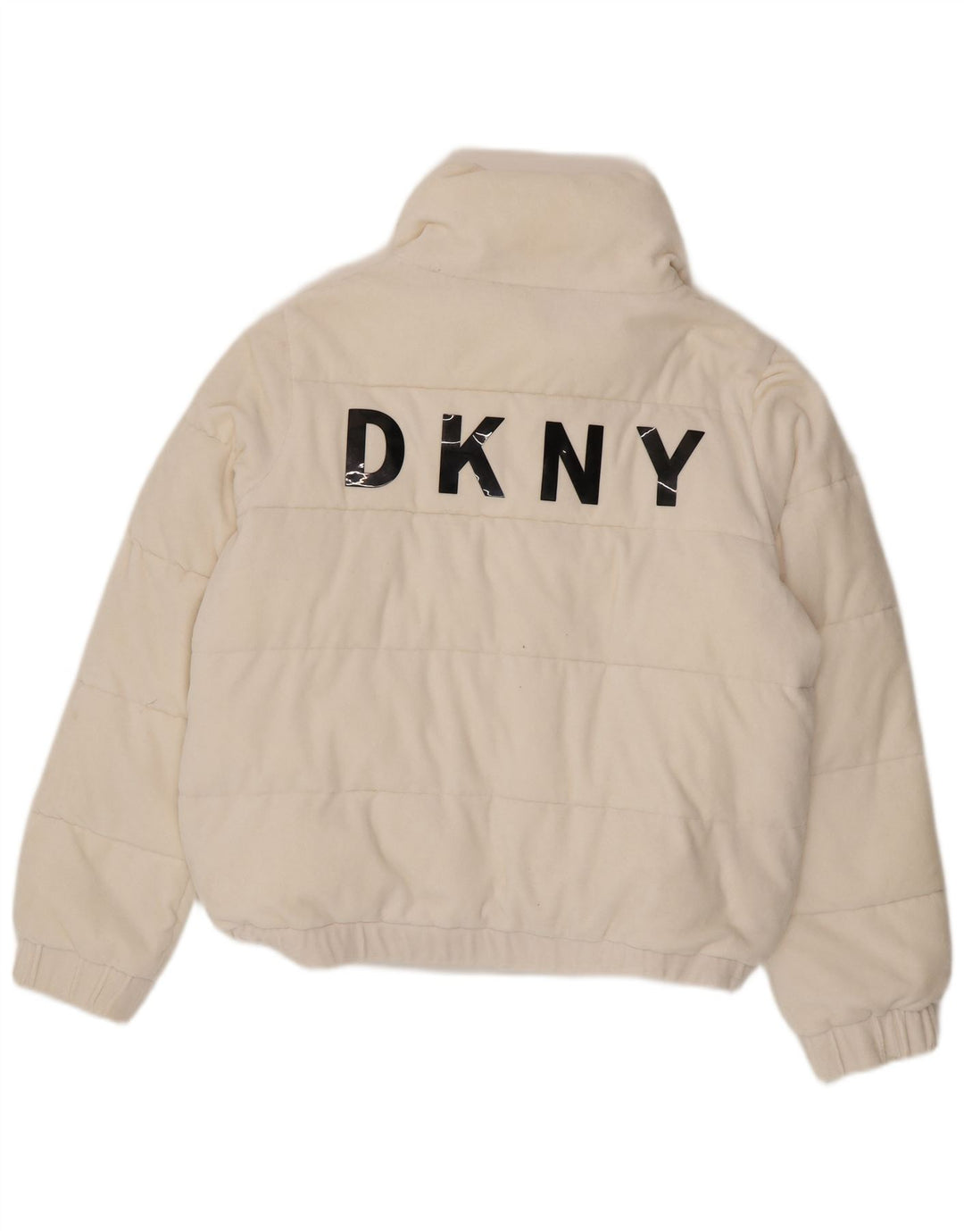 Dkny Chaqueta acolchada gráfica para mujer UK 46 Grande Algodón blanco
