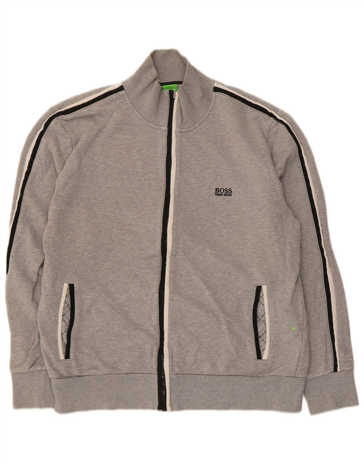 Hugo Boss Hombre Chándal Top Chaqueta Grande Gris Rayas Algodón