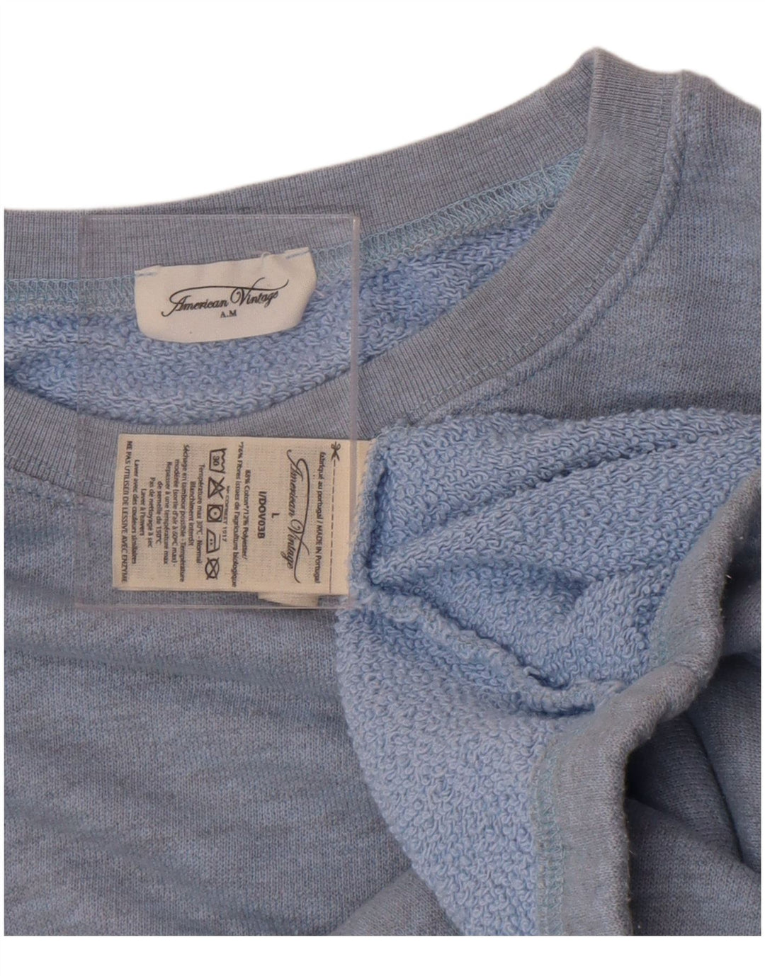 American Vintage Mujer Sudadera Jumper UK 16 Grande Azul Clásico