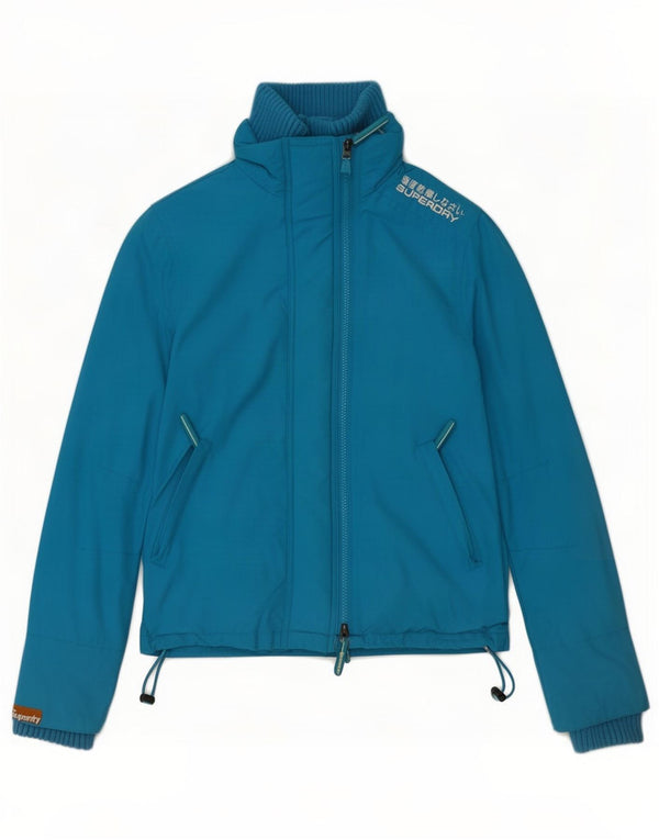 Chaqueta impermeable Superdry para mujer, talla 40, nailon azul pequeño