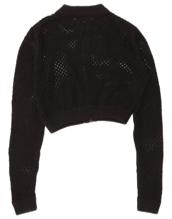 Zara Mujer Crop See Through Cardigan Suéter UK 40 Mediano Negro