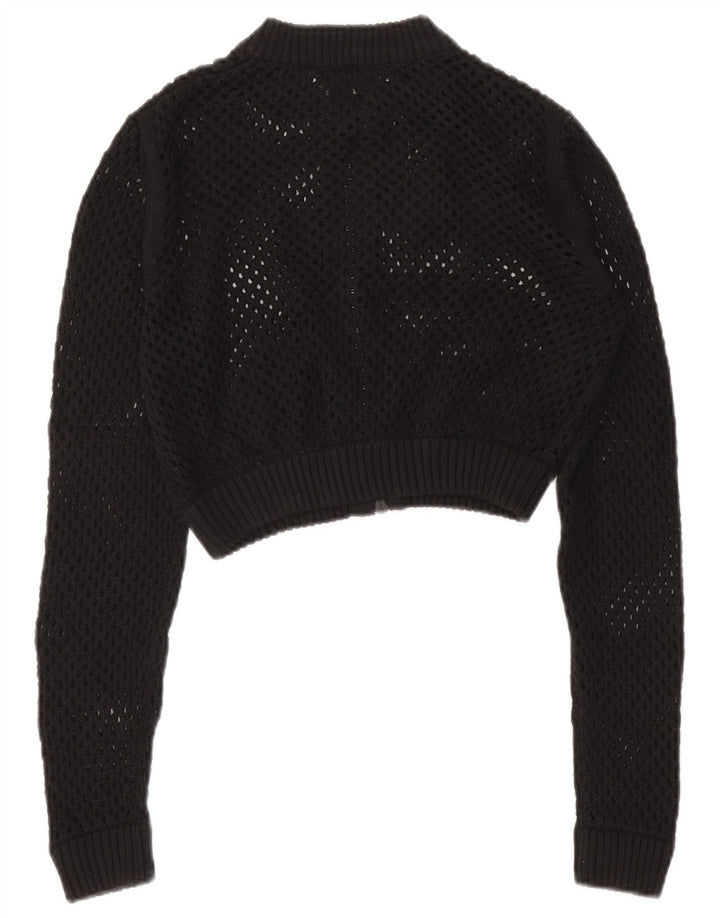 Zara Mujer Crop See Through Cardigan Suéter UK 40 Mediano Negro