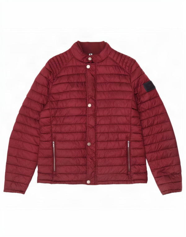 Fynch Hatton Chaqueta acolchada de corte casual para hombre UK 38 Medium Borgoña Nylon