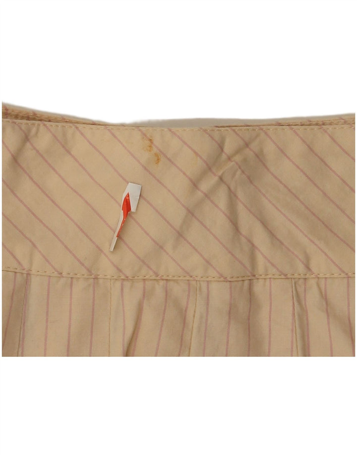 Zara Mujer Mini Falda Cruzada Mediana W28 Algodón A Rayas Beige