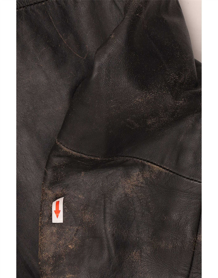 Vintage hombres biker chaqueta de cuero IT 54 2XL cuero negro