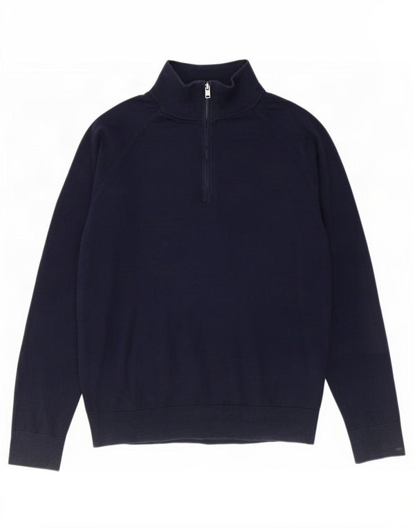Gap - Jersey con cuello y cremallera para hombre, talla grande, algodón azul marino