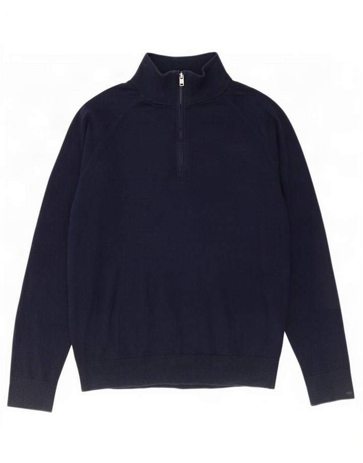 Gap - Jersey con cuello y cremallera para hombre, talla grande, algodón azul marino