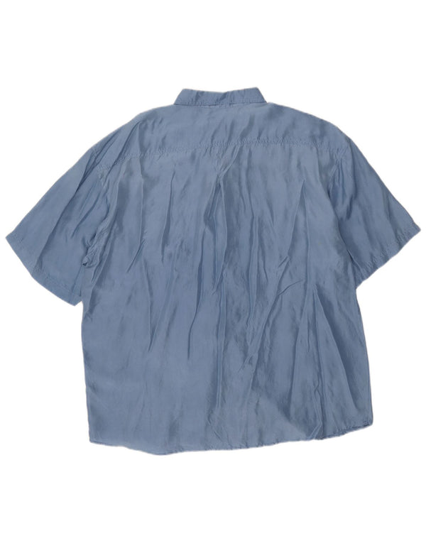 Vintage mujer camisa de manga corta blusa Reino Unido 18 XL azul