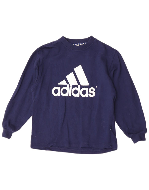 Adidas Boys Graphic Top Manga Larga 11-12 Años Azul Marino Algodón