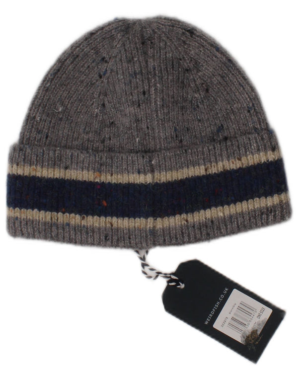 Weird Fish Gorro de Punto para Hombre Talla única Gris Rayas Poliéster Invierno