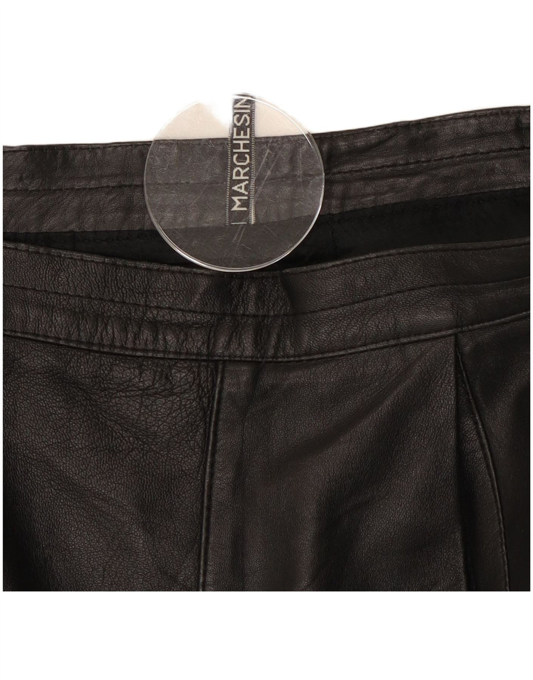 Falda de cuero vintage para mujer W28 Negro medio