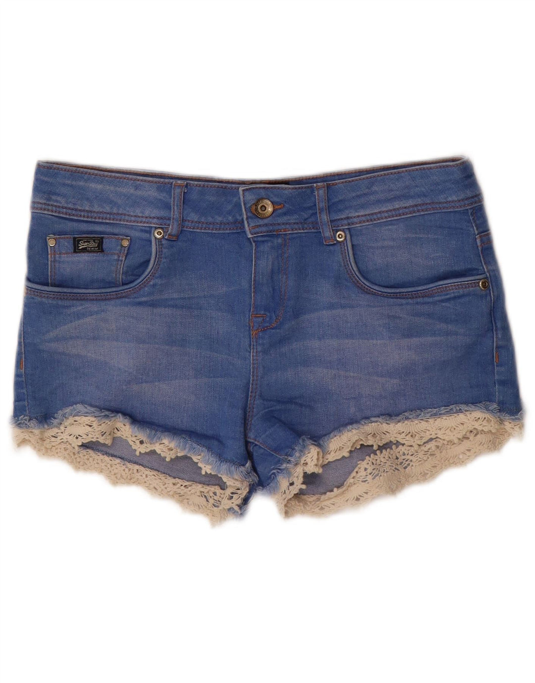 Shorts vaqueros SUPERDRY Mujer W26 Small Blue Cotton