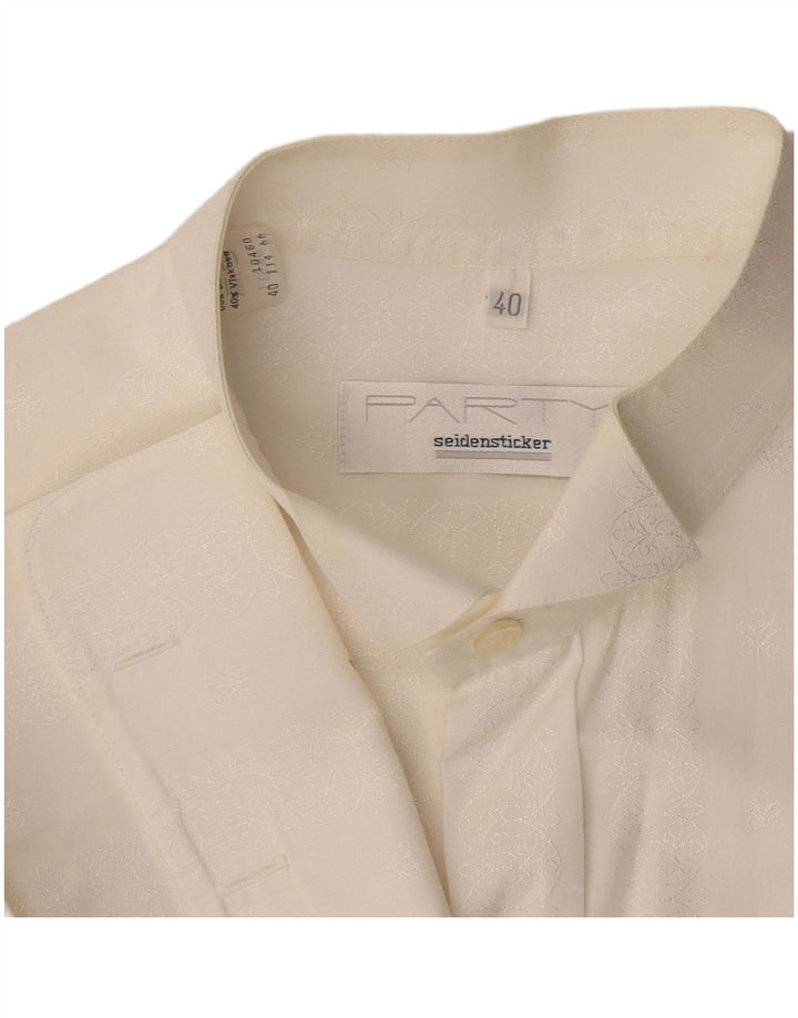 Seidensticker Camisa formal para hombre Talla 40 Algodón floral blanco mediano